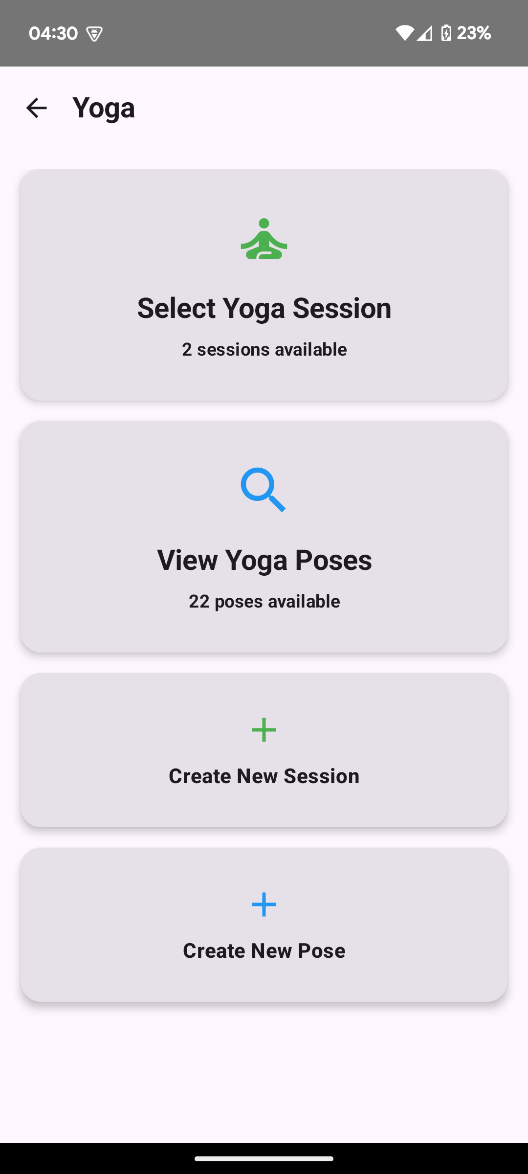 Yoga Poses & Timer Interface