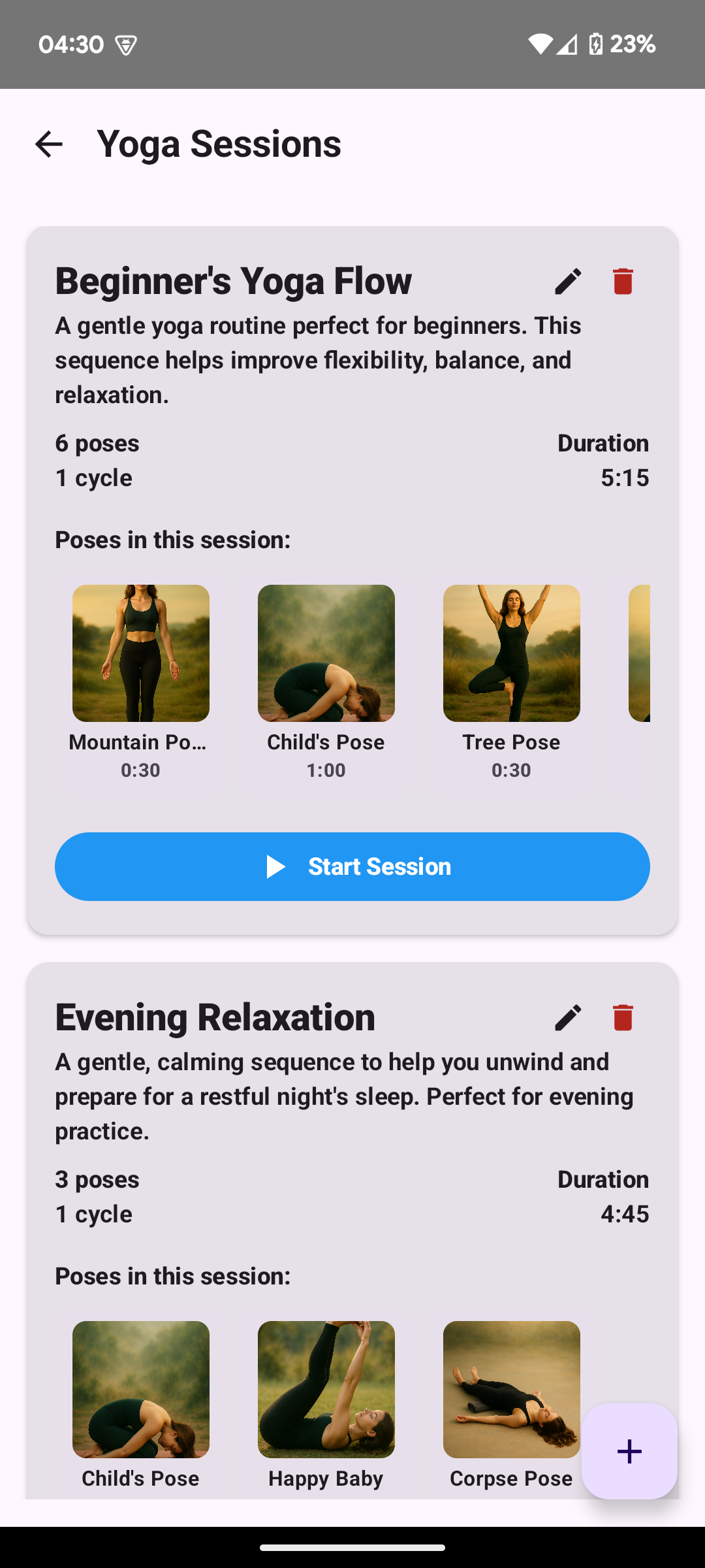 Aplikasi Mantra Breath - Rutinitas Sesi Yoga