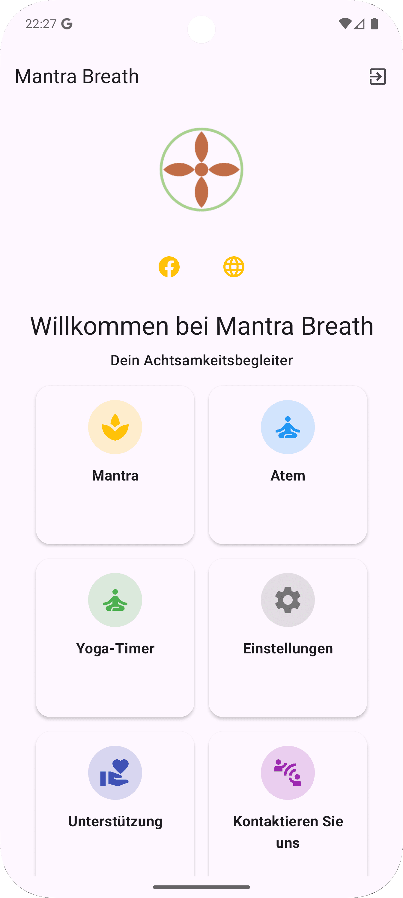 Mantra Breath Hauptschnittstelle