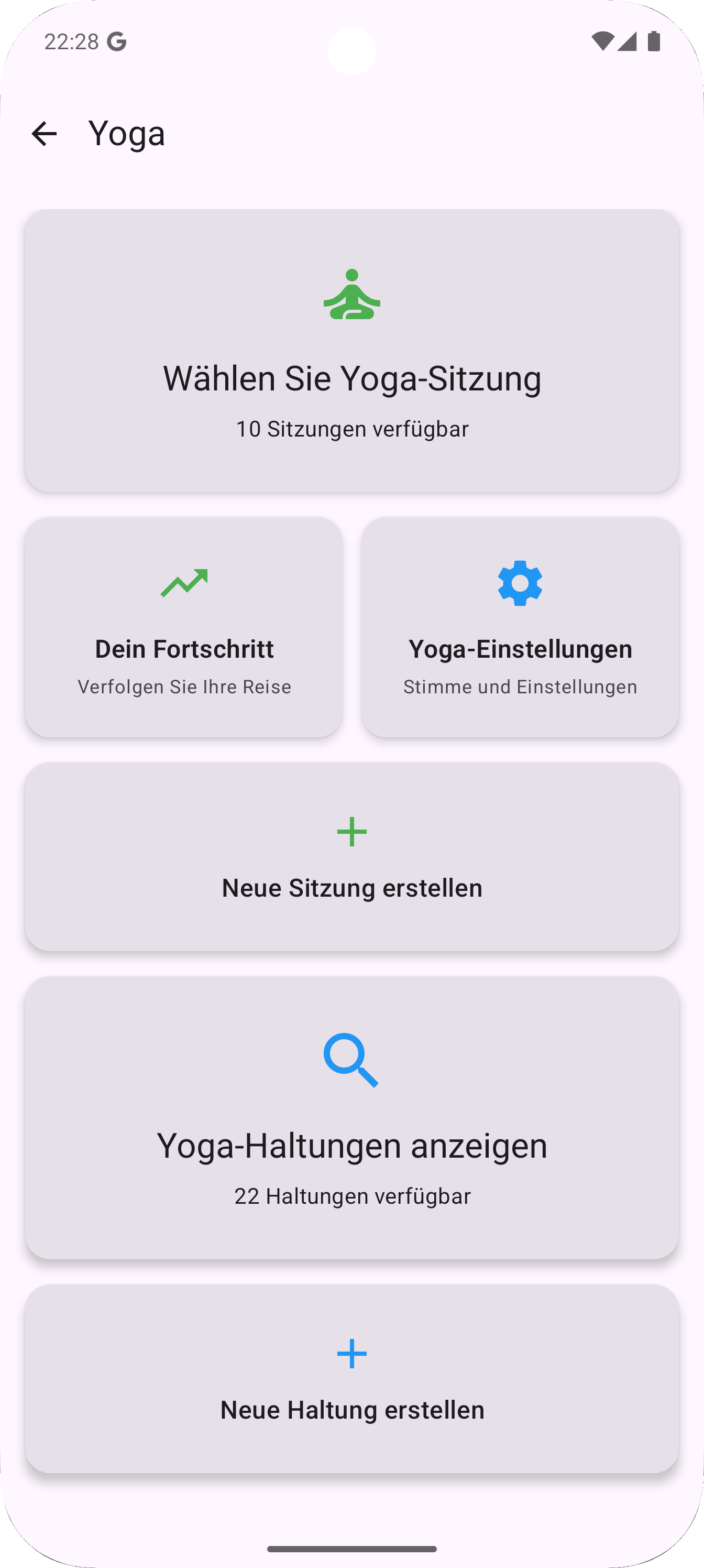 Yoga-Positionen und Timer