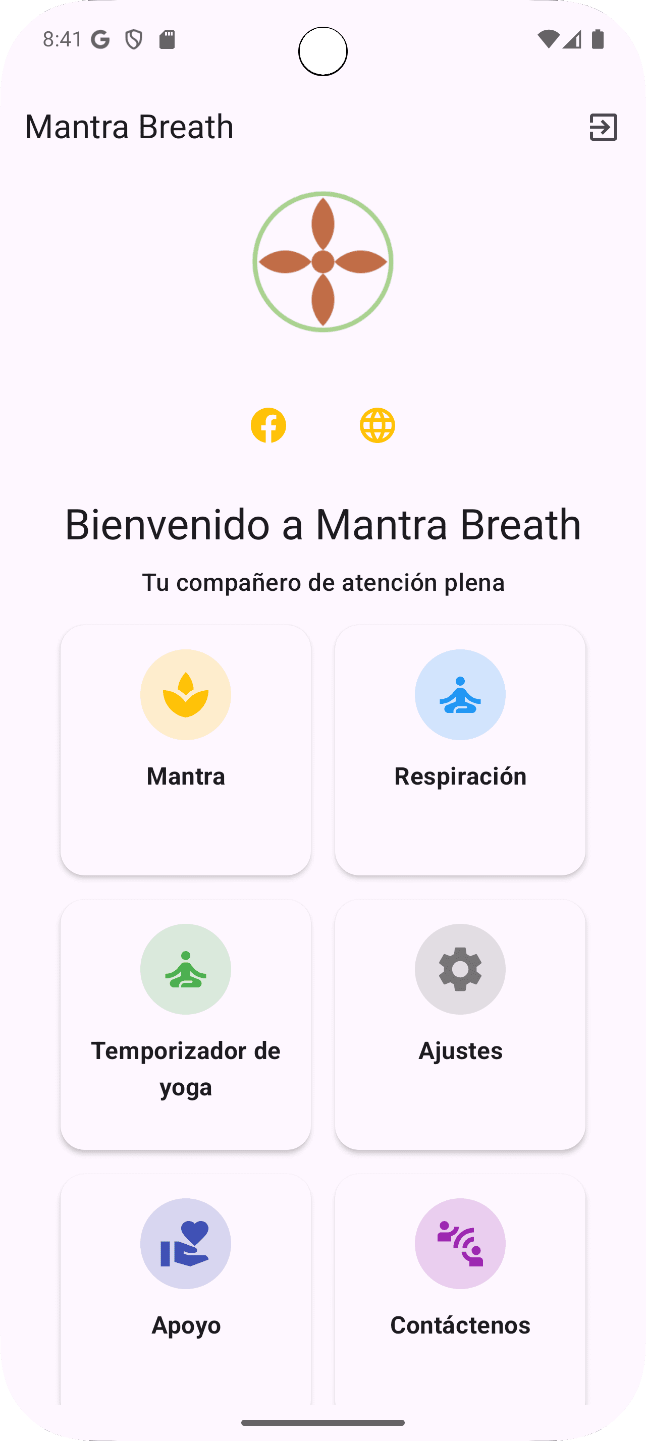 Interfaz Principal de Mantra Breath