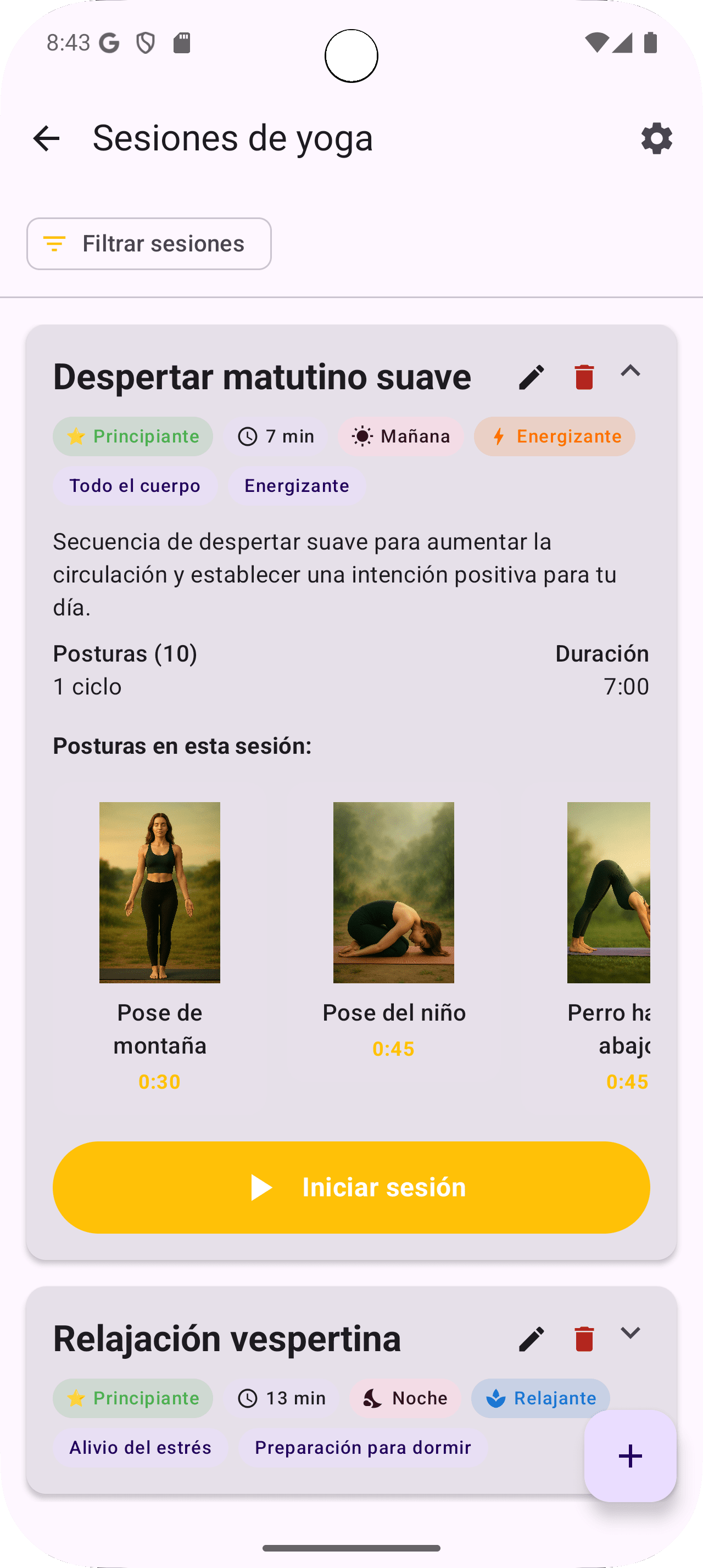 Sesiones de Yoga y Rutinas